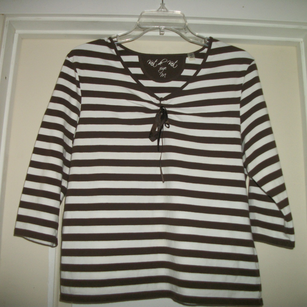 FRENCH GIRL SWEET CHOCOLATE BROWN STRIPES ON WH BL M